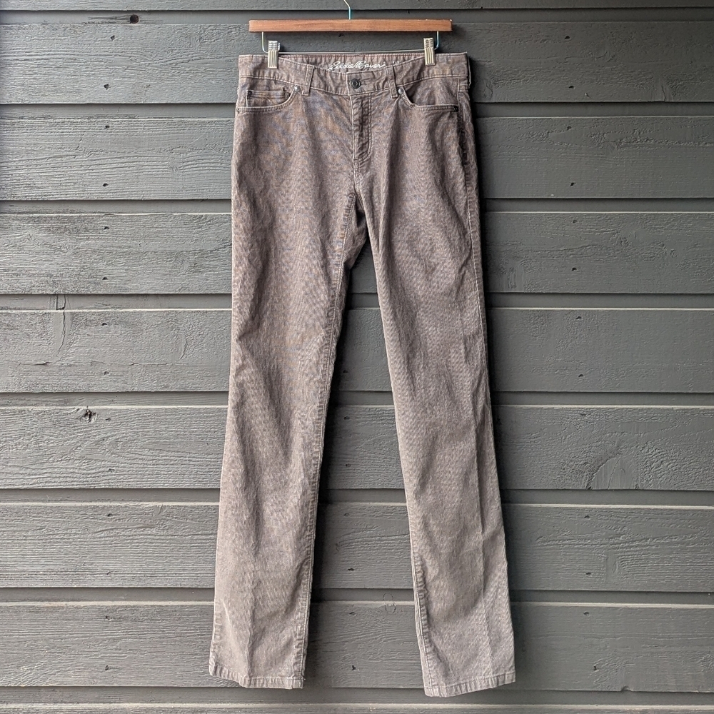Eddie Bauer Truly Straight Taupe Corduroy Pants Size 6 33" Inseam